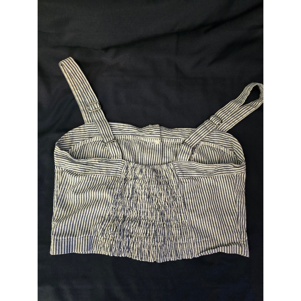 Brandy Melville Striped Smocked Tube Top Cami Blue White Coastal Coquette - Picture 3 of 4